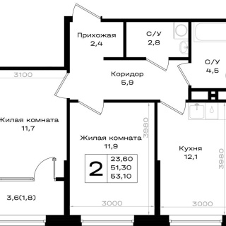 Объявление 1-к квартира, 37.8м2, 12/18 эт