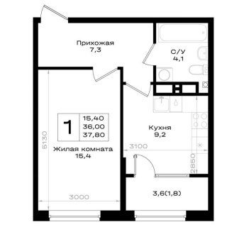Объявление 1-к квартира, 37.8м2, 16/18 эт